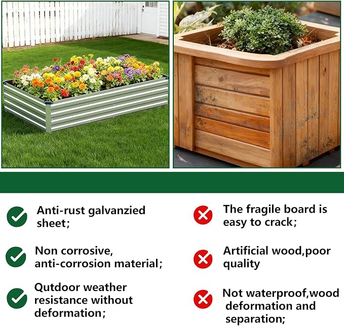 Vengarus 10x3x1FT Galvanized Raised Garden Bed Kit, Outdoor Metal Planter Box - Image 7