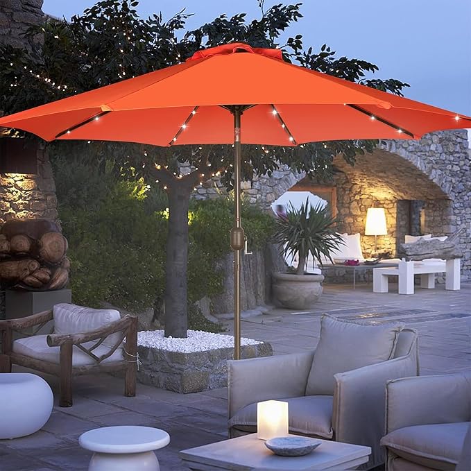 Blissun 9 ft Solar Umbrella, 32 LED Lighted Patio Umbrella, Table Market - Image 7