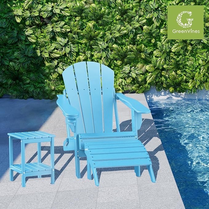 GREENVINES Adirondack-Outdoor-Side-Table | Set of 4 | 14 x 13 Inches | HDPE - Image 2