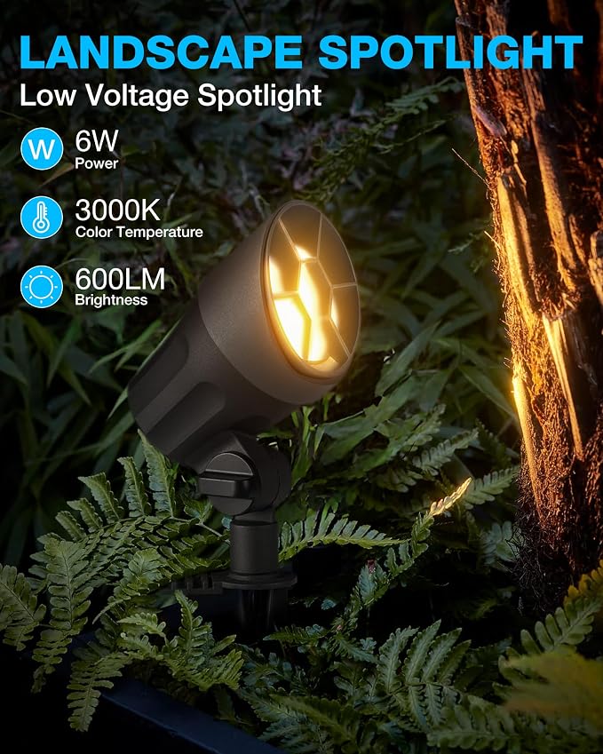 SUNVIE 6W Low Voltage Landscape Lighting LED Landscaping Lights Warm White Low - Image 2