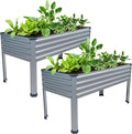 2PCS 48×24×30in Galvanized Raised Garden Bed, Metal Elevated Planter Box by Easllre