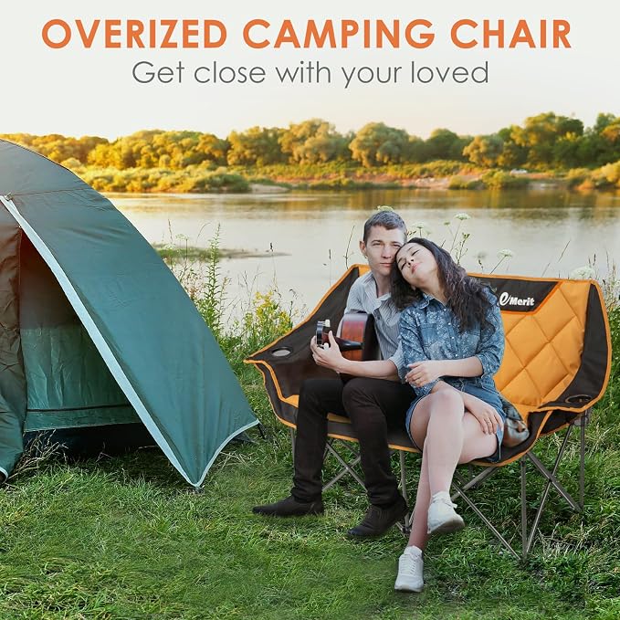 EMERIT Oversized Double Duo Camping Chair Folding Camping Loveseat 2 Person - Image 7