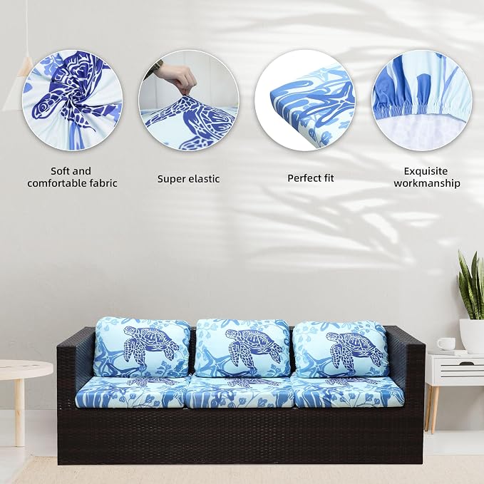 8Pcs Stretch Patio Cushion Covers, Outdoor Couch Covers Replacement, Outdoor - Image 3