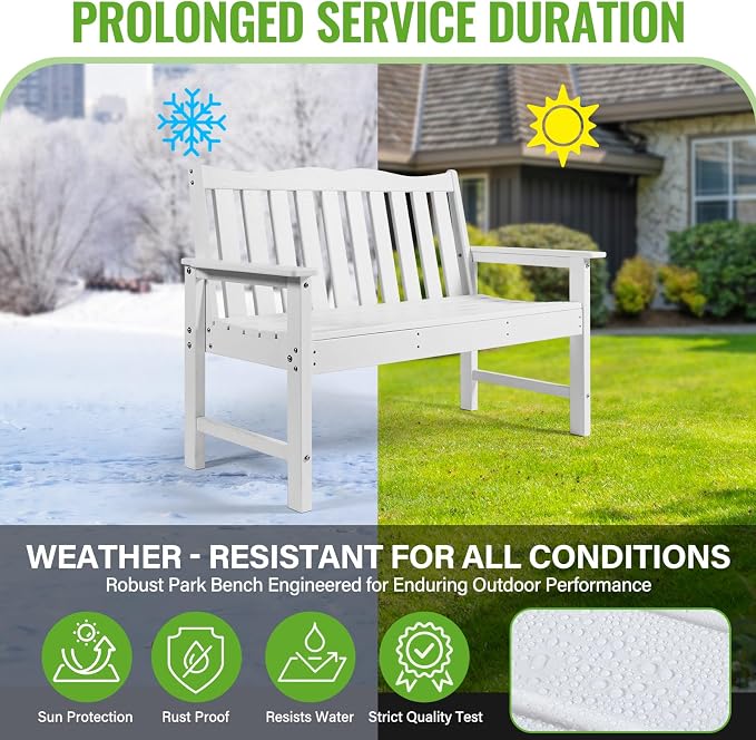 Backyard Expressions Poly Patio Bench – Weatherproof Outdoor Bench, Low - Image 4