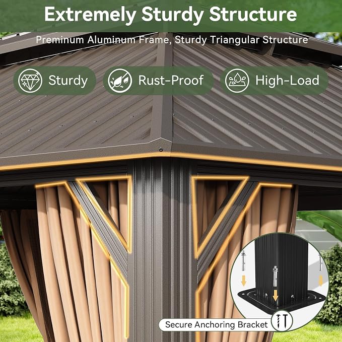 Aoxun 12x16FT Gazebo Outdoor Hardtop Pergolas - Image 6
