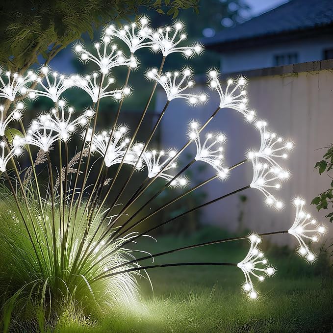 JJGoo Solar Garden Lights, New Upgraded 2 Pack Solar Swaying Starburst Light by JJGoo