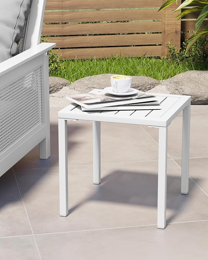 Crestlive Products Aluminum Outdoor Side Table Set of 2, Pool Lounge Chair Side - Image 7