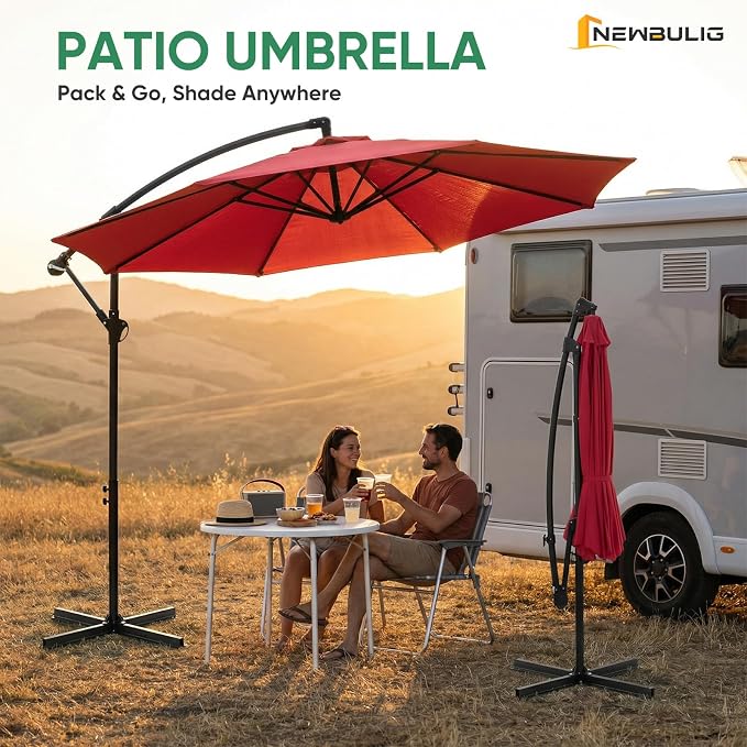 NEWBULIG 10FT Patio Umbrella, Offset Cantilever Outdoor Patio Table Umbrella - Image 9