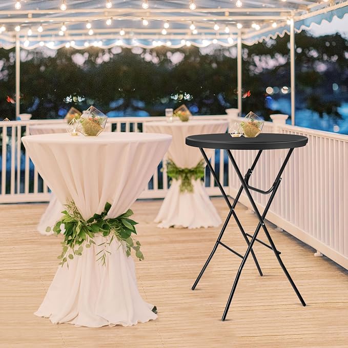 VINGLI 32" Plastic Folding Round Table Bar Height, HDPE Matrial - Image 6