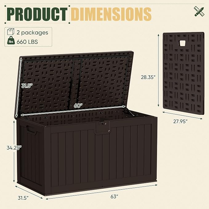 JUMMICO 250 Gallon Outdoor Resin Deck Box - Image 5
