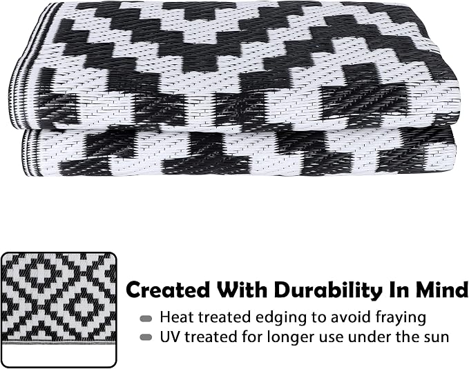 SAND MINE Waterproof Outdoor Rug 4x6 ft, Plastic Reversible Rug, Modern Area Rug - Image 4