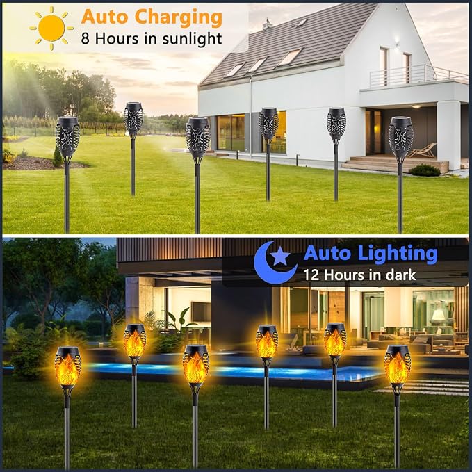10Pack Solar Lights Outdoor, Mini Solar Torch Lights - Image 4
