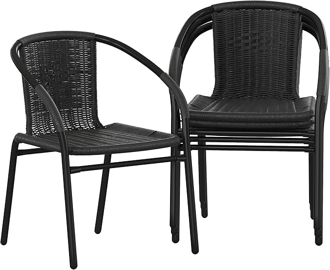Flash Furniture Lila Modern Rattan Indoor/Outdoor Stackable Dining Chairs by FlashFurniture