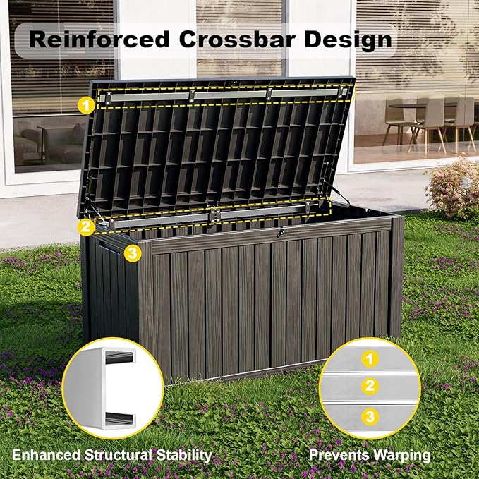 EasyUp 180 Gallon Outdoor Deck Box Waterproof, UV Resistant Resin Outdoor - Image 3