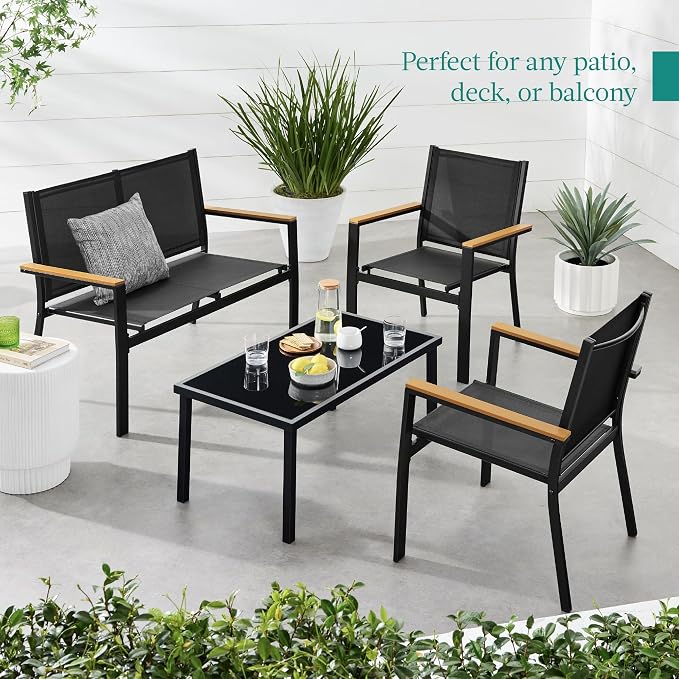 Best Choice Products 4-Piece Outdoor Textilene Patio Conversation Set, Backyard - Image 3