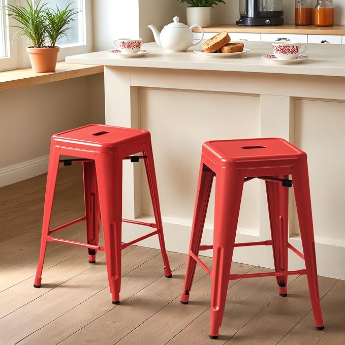 Furmax 24 Inch Metal Bar Stools Set of 4, Counter Height Bar Stools Height High - Image 2