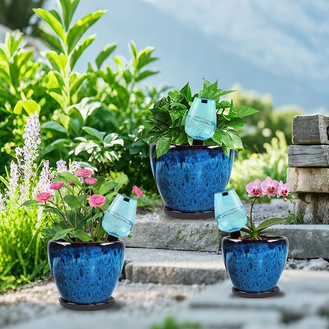 Ceramic Pots for Plant with Self Watering Globes, 10 inch Planters for Indoor - Image 2