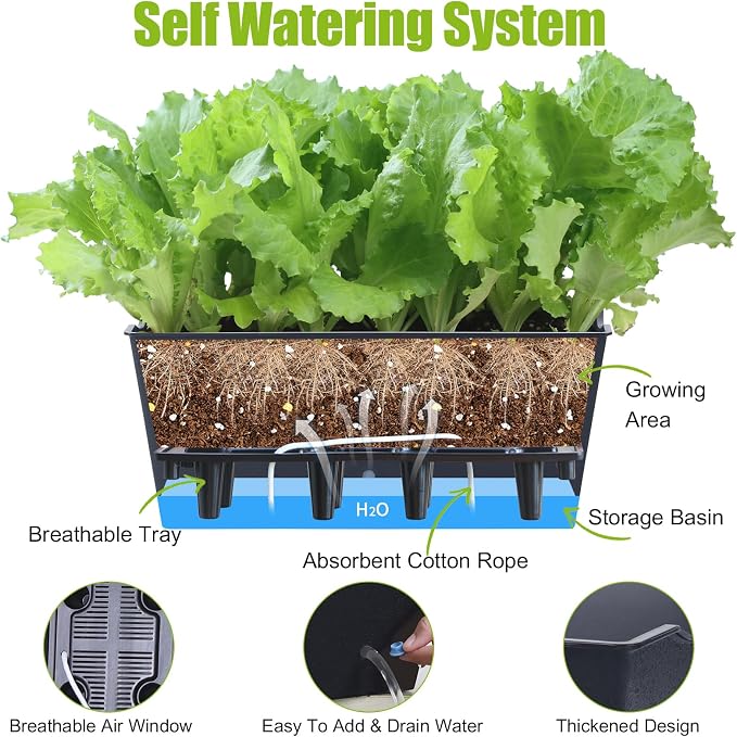 Window Box Planter 6 Pcs, 16.5 Inches Self Watering Rectangle Flower Plant Pots - Image 5