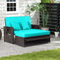 LDAILY Moccha Outdoor Daybed, Wicker Loveseat Sofa Set by LDAILY
