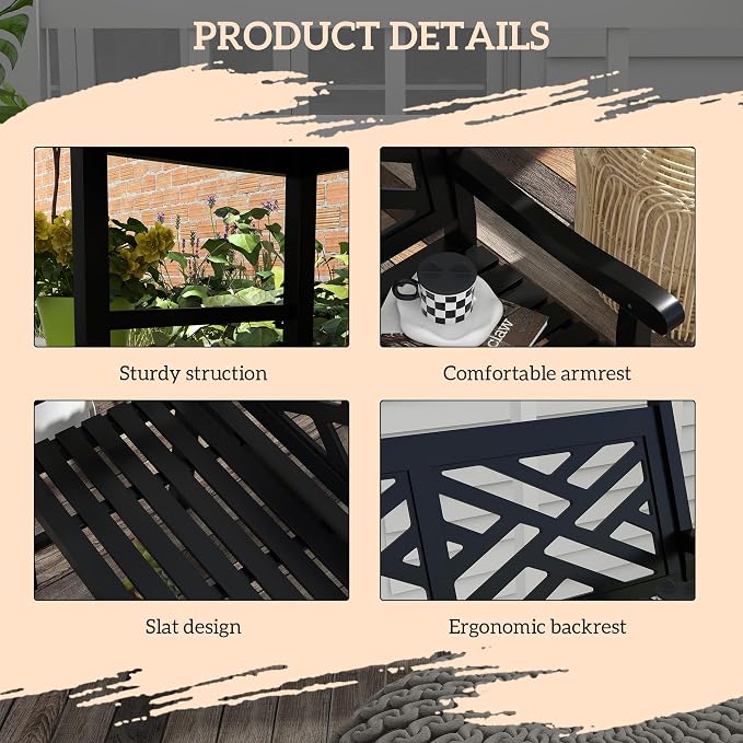 Outsunny Outdoor Garden Bench, Wooden Frame Patio Bench - Image 6