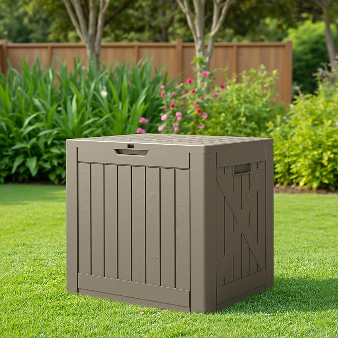 JUMMICO 42 Gallon Deck Box Waterproof, Resin Outdoor Storage Box - Image 6