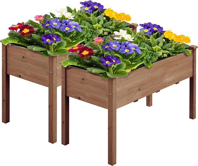Yaheetech 2pcs Raised Garden Bed 48x24x30in Elevated Wooden Horticulture by Yaheetech