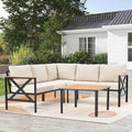 MELLCOM 6 Pieces Patio Furniture Sets, L-Shaped Patio Conversation Sets Metal by MELLCOM