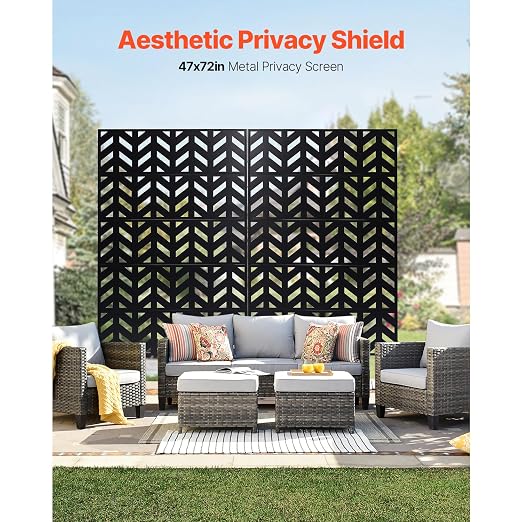 VEVOR Metal Privacy Screen, Outdoor Privacy Screens 5-Panel, Freestanding - Image 2