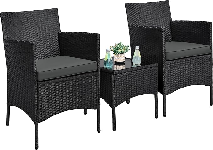 Yaheetech 3 Pieces Patio Porch Furniture Set, Outdoor PE Rattan Wicker by Yaheetech