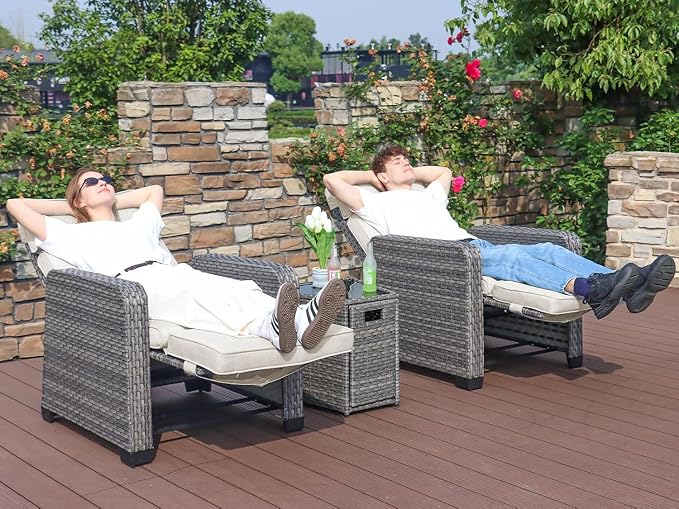 Restland Outdoor Recliner with Independent Adjustable Back & Footrest Wicker - Image 3