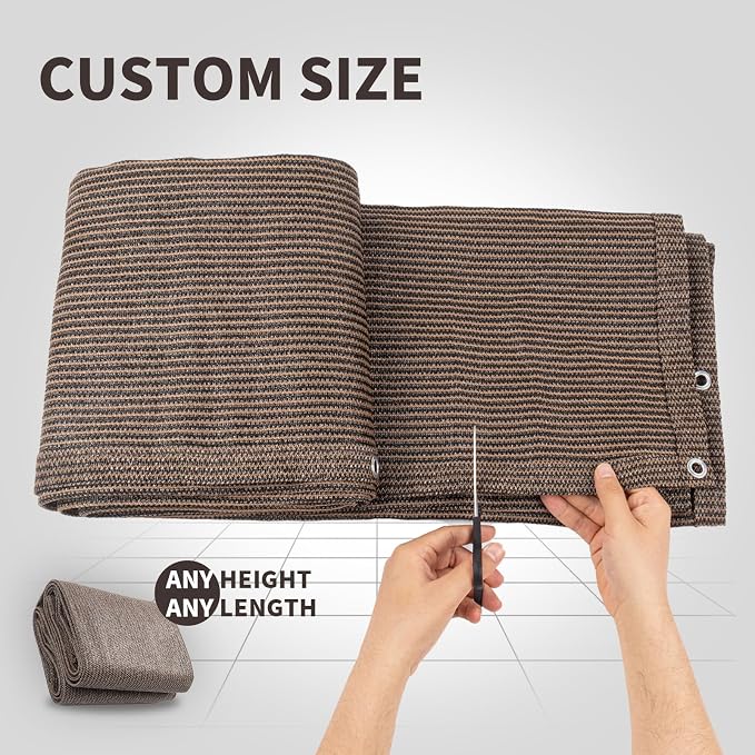 LOVE STORY Custom Size 3.3'x9' Brown Balcony Privacy Screen, UV Block Privacy - Image 2