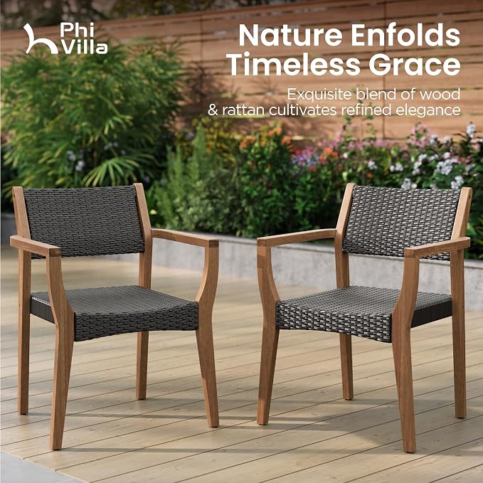 PHI VILLA 7 Pieces Acacia Wood Outdoor Dining Set - Image 4