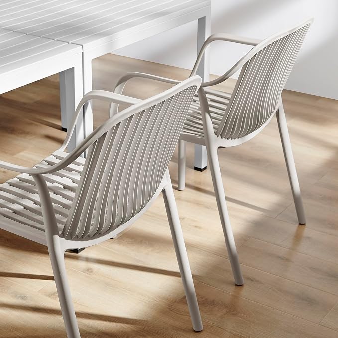 Modern Stackable Outdoor & Indoor Plastic Dining Chairs Set, Outdoor Breathable - Image 7