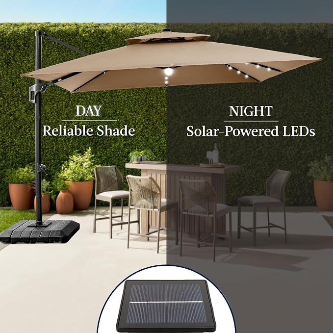Best Choice Products 12x12ft LED Cantilever Patio Umbrella w/Base Included & - Image 6