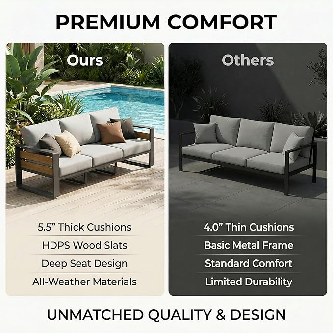 ZANDOR Aluminum Outdoor Patio Furniture Set, 4-Piece Metal Modern Outside - Image 4