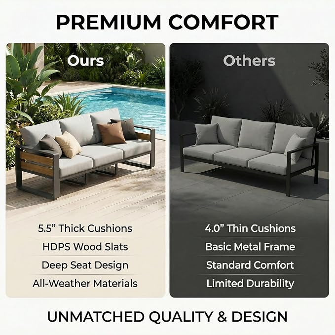 ZANDOR Aluminum Outdoor Patio Furniture Set, 5-Piece Metal Modern Outside - Image 4