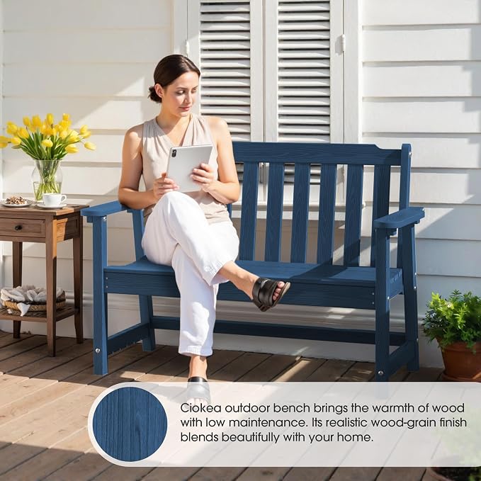 Ciokea 49" Heavy Duty Outdoor Bench, HDPE Weatherproof Porch Benches, Durable - Image 5