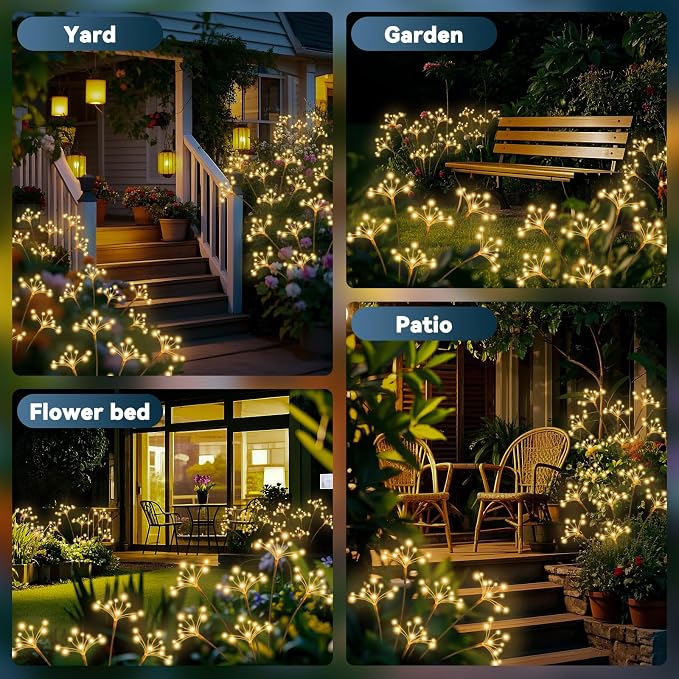 Solar Garden Lights 4 Pack Waterproof Solar Swaying Starburst Light Outdoor - Image 6