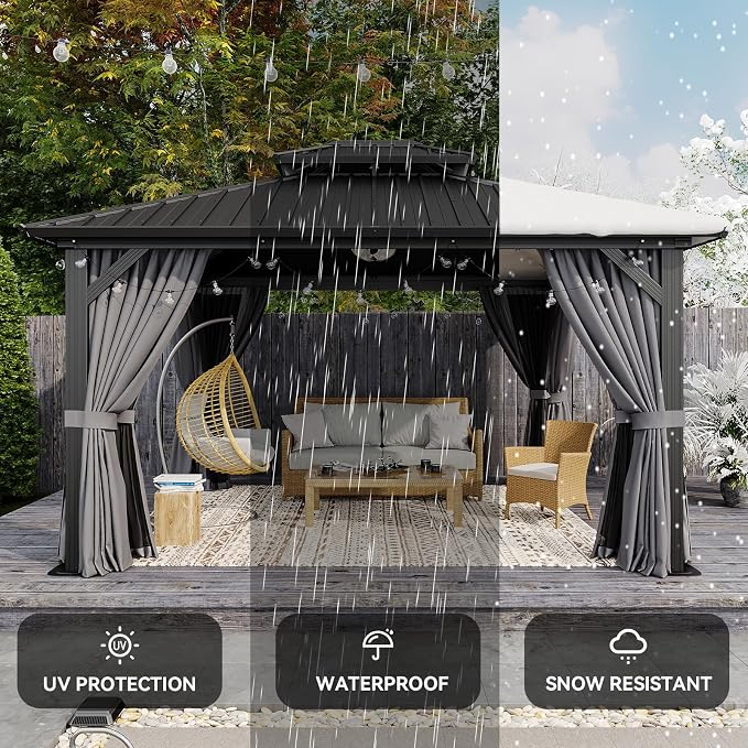 Aoxun 12'x14' Hardtop Gazebo, Aluminum Frame Canopy - Image 7