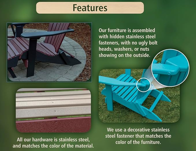 Poly Lumber Wood 5FT Porch Swing Amish Craftsmandship Made in USA HDPE - Image 5