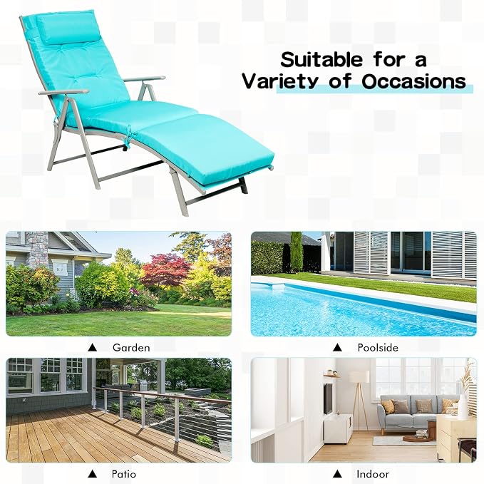 Giantex Chaise Lounge Chair for Outside, Pool Folding Reclining Beach Chair - Image 8