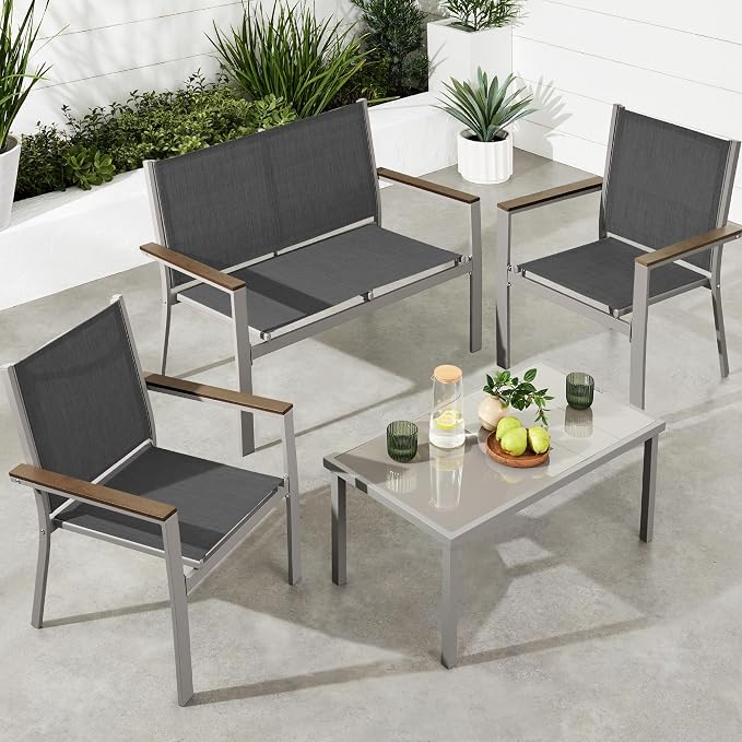 Best Choice Products 4-Piece Outdoor Textilene Patio Conversation Set, Backyard by BestChoiceProducts