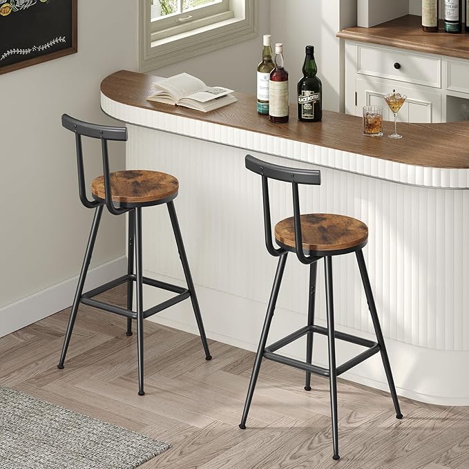 Bar Stools, Metal Frame, Adjustable Feet, Easy Assembly, - Image 4