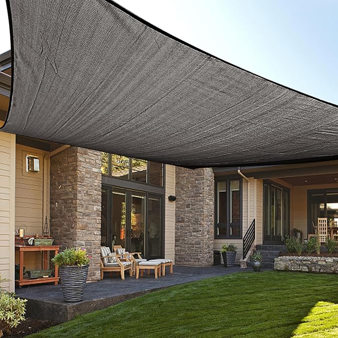 LOVE STORY Custom Size 10'x12' Dark Grey Sun Shade Sail Rectangle UV Block by LOVESTORY