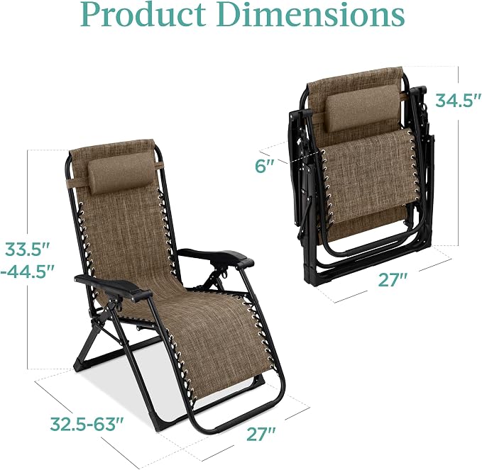 Best Choice Products Oversized Zero Gravity Chair, Folding Outdoor Patio - Image 2