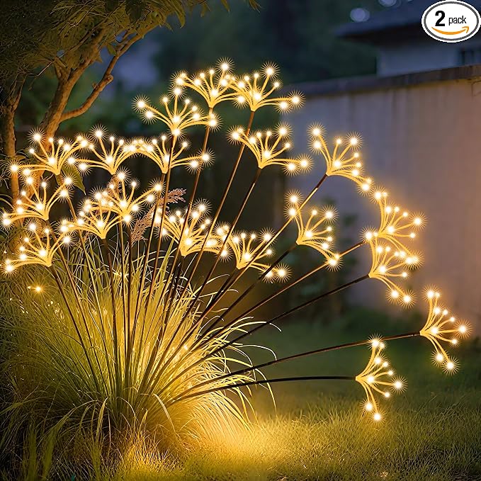 JJGoo Solar Garden Lights, New Upgraded 2 Pack Solar Swaying Starburst Light by JJGoo
