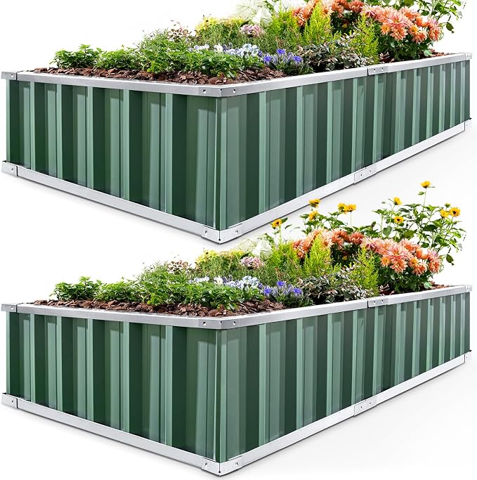KING BIRD Raised Garden Bed 68" x 36" x 12" Galvanized Steel Metal Outdoor by KINGBIRD