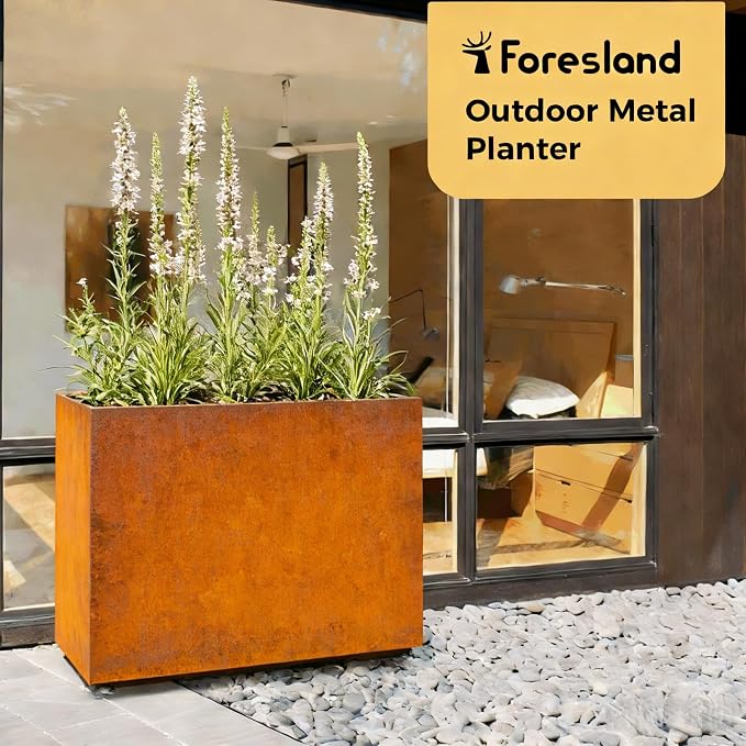Tall & Long Corten Steel Style Planter - Image 2