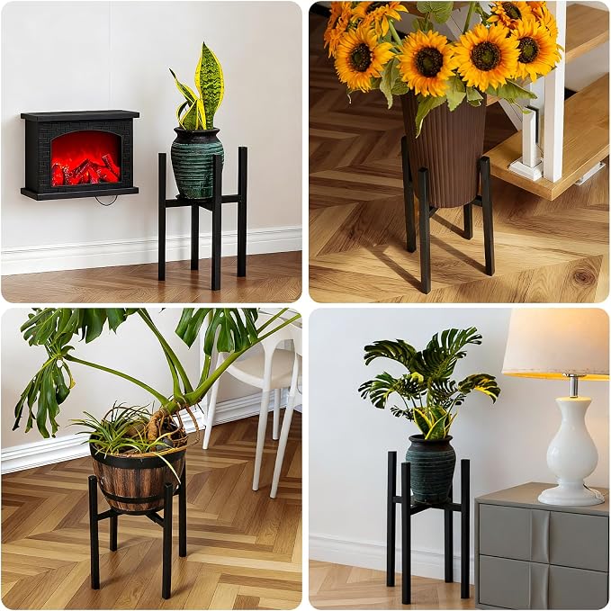 Adjustable Metal Plant Stand Indoor, Mid Century Modern Outdoor Planter Holder - Image 5