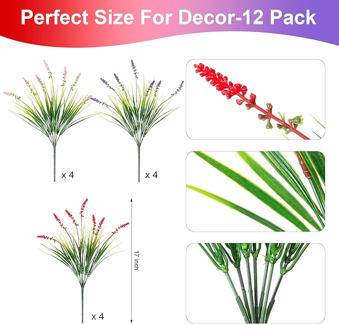 Artificial Faux Plants Flowers for Outdoor Decorations, Fake Monkey Grass for - Image 5